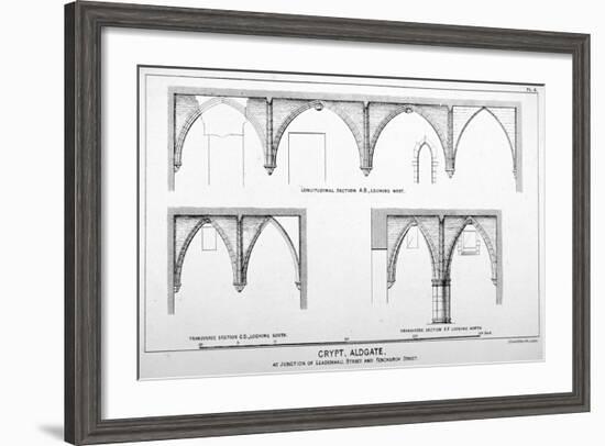 Sectional Views of St Michael's Crypt, Aldgate Street, London, C1830-J Emslie & Sons-Framed Giclee Print