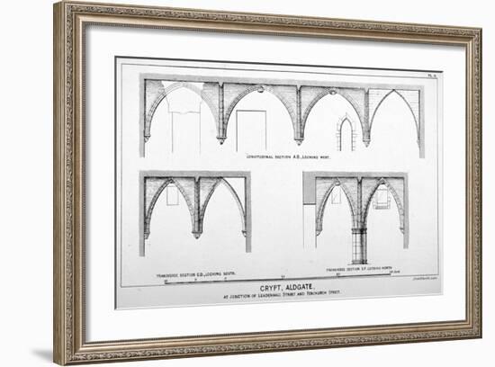 Sectional Views of St Michael's Crypt, Aldgate Street, London, C1830-J Emslie & Sons-Framed Giclee Print