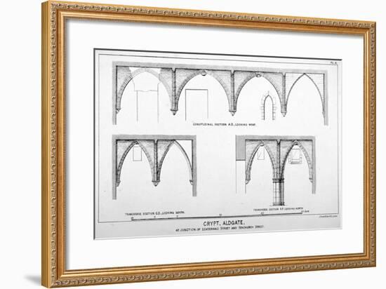 Sectional Views of St Michael's Crypt, Aldgate Street, London, C1830-J Emslie & Sons-Framed Giclee Print