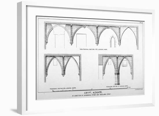 Sectional Views of St Michael's Crypt, Aldgate Street, London, C1830-J Emslie & Sons-Framed Giclee Print