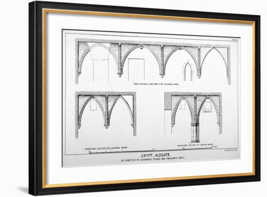 Sectional Views of St Michael's Crypt, Aldgate Street, London, C1830-J Emslie & Sons-Framed Giclee Print
