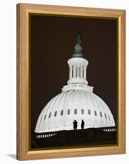 Security Agents Stand Watch on the Roof of the U.S. Capitol-null-Framed Premier Image Canvas