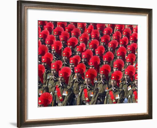 Security Personnel March at the Republic Day Parade in New Delhi, India, Friday, January 26, 2007-Mustafa Quraishi-Framed Photographic Print