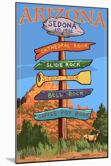 Sedona Arizona - Destination Signpost (Rock List)-Lantern Press-Mounted Art Print