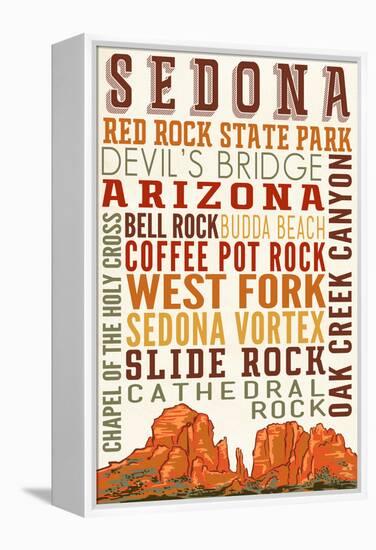 Sedona, Arizona - Typography (Version 2)-Lantern Press-Framed Stretched Canvas