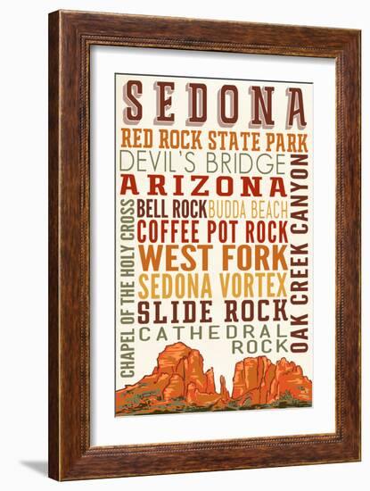 Sedona, Arizona - Typography (Version 2)-Lantern Press-Framed Art Print