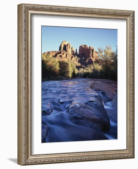 Sedona, Cathedral Rock Reflecting in Oak Creek at Red Rock Crossing-Christopher Talbot Frank-Framed Photographic Print