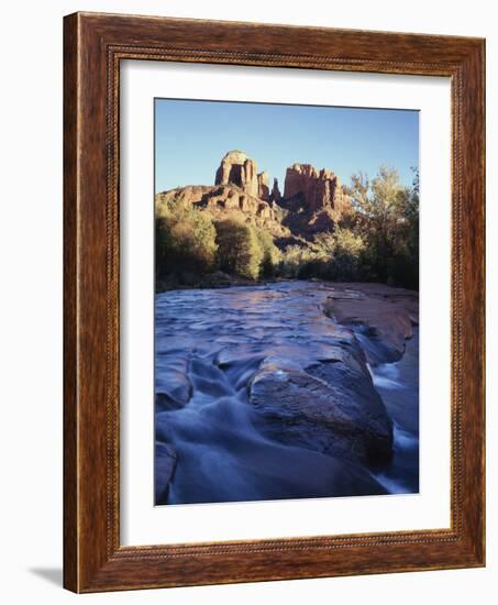 Sedona, Cathedral Rock Reflecting in Oak Creek at Red Rock Crossing-Christopher Talbot Frank-Framed Photographic Print