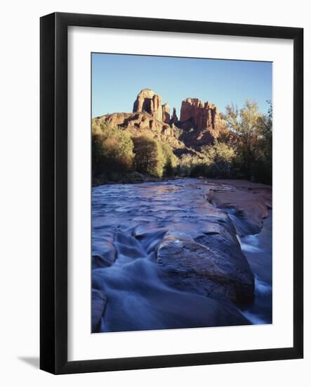 Sedona, Cathedral Rock Reflecting in Oak Creek at Red Rock Crossing-Christopher Talbot Frank-Framed Photographic Print