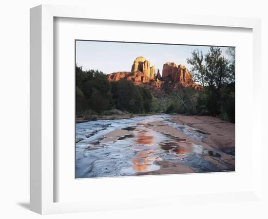 Sedona, Cathedral Rock Reflecting in Oak Creek at Red Rock Crossing-Christopher Talbot Frank-Framed Photographic Print