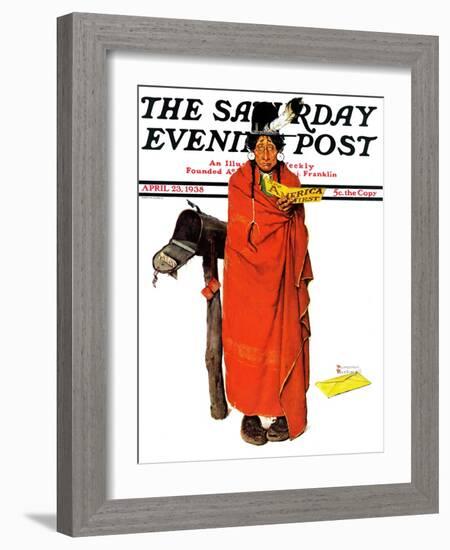 "See America First" Saturday Evening Post Cover, April 23,1938-Norman Rockwell-Framed Giclee Print