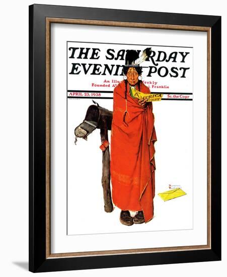 "See America First" Saturday Evening Post Cover, April 23,1938-Norman Rockwell-Framed Giclee Print