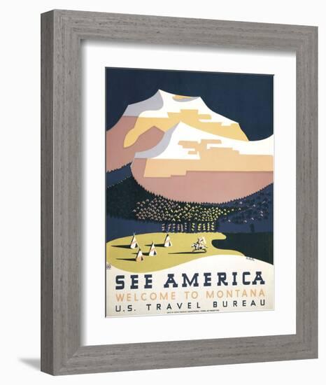 See America - Welcome to Montana I-null-Framed Giclee Print