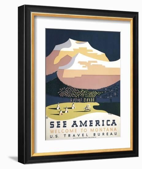 See America - Welcome to Montana I-null-Framed Giclee Print