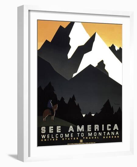 See America - Welcome to Montana II-null-Framed Giclee Print