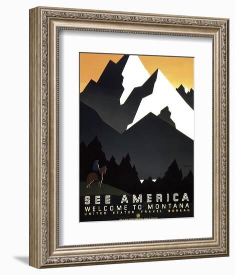 See America - Welcome to Montana II-Vintage Reproduction-Framed Art Print