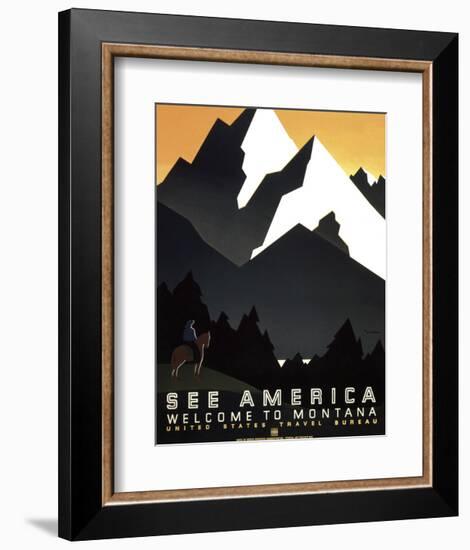 See America - Welcome to Montana II-Vintage Reproduction-Framed Art Print