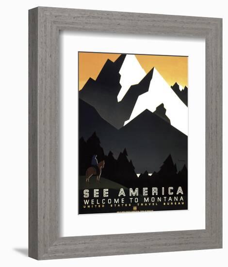 See America - Welcome to Montana II-Vintage Reproduction-Framed Art Print