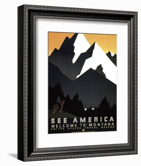 See America - Welcome to Montana II-Vintage Reproduction-Framed Art Print