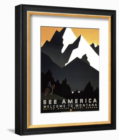 See America - Welcome to Montana II-Vintage Reproduction-Framed Art Print