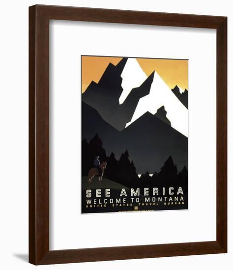 See America - Welcome to Montana II-Vintage Reproduction-Framed Art Print