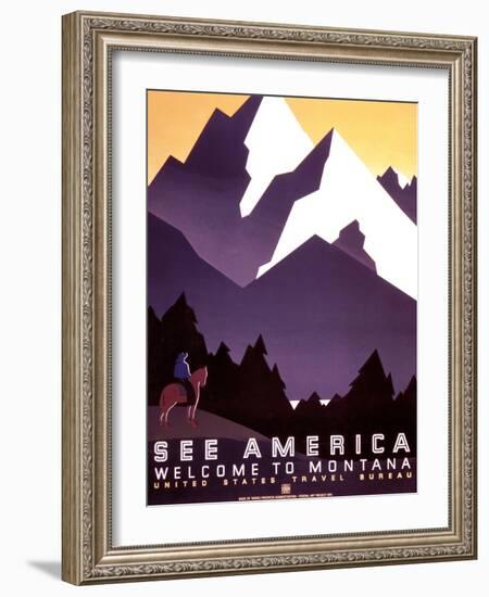 "See America: Welcome to Montana" Vintage Travel Poster-null-Framed Art Print