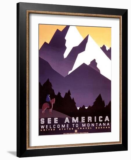 "See America: Welcome to Montana" Vintage Travel Poster-null-Framed Art Print