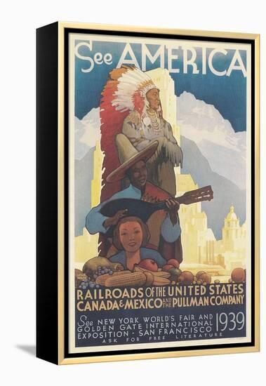 See American Travel Poster-null-Framed Stretched Canvas