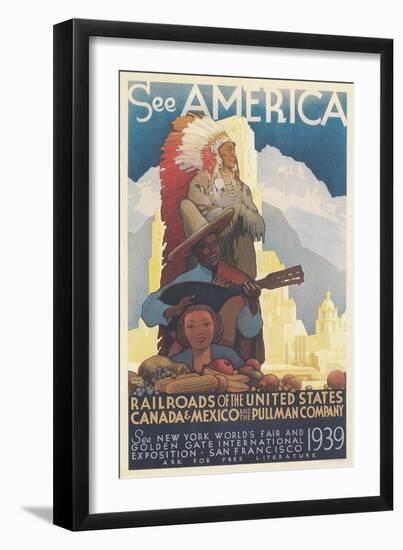 See American Travel Poster-null-Framed Premium Giclee Print