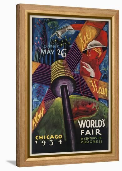 See, Hear, Play, Chicago 1934 World's Fair Poster-null-Framed Premier Image Canvas