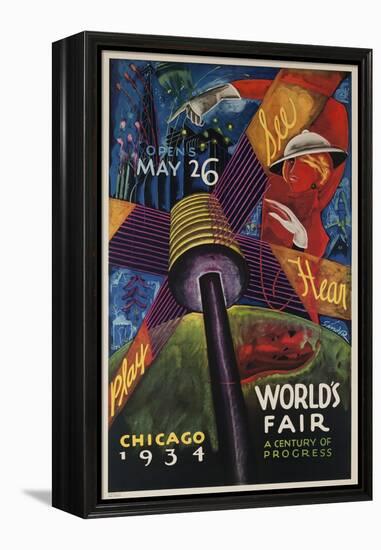 See, Hear, Play, Chicago 1934 World's Fair Poster-null-Framed Premier Image Canvas