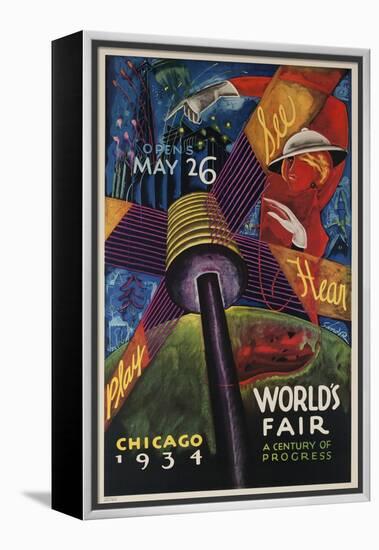 See, Hear, Play, Chicago 1934 World's Fair Poster-null-Framed Premier Image Canvas