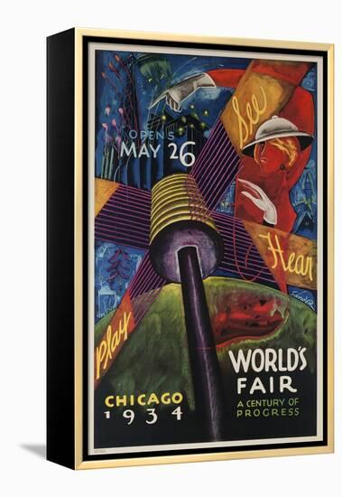 See, Hear, Play, Chicago 1934 World's Fair Poster-null-Framed Premier Image Canvas