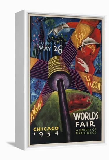 See, Hear, Play, Chicago 1934 World's Fair Poster-null-Framed Premier Image Canvas