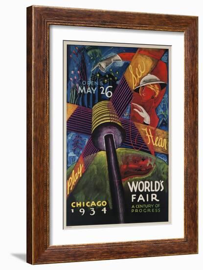 See, Hear, Play, Chicago 1934 World's Fair Poster-null-Framed Giclee Print