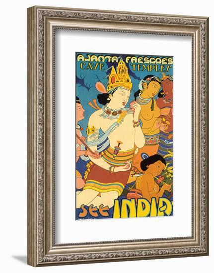 See India, Ajanta Frescoes, Cave Temples-null-Framed Art Print