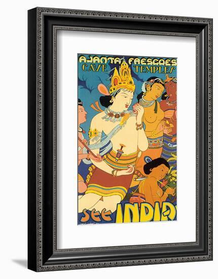 See India, Ajanta Frescoes, Cave Temples-null-Framed Art Print