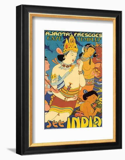 See India, Ajanta Frescoes, Cave Temples-null-Framed Art Print