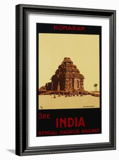 See India - Bengal Nagpur Railways, Konaruk, the Black Pagoda Poster-W.S Bylityllis-Framed Giclee Print