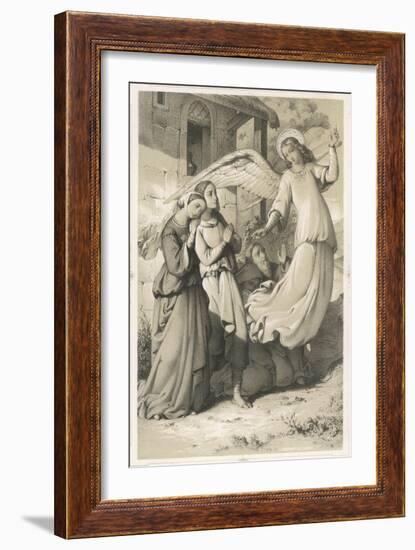 "See It's Easy When You Know How!", an Angel Demonstrates the Art of Flying to an Admiring Audience-null-Framed Art Print