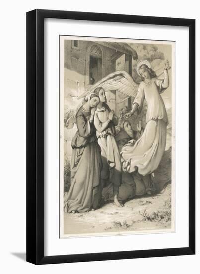 "See It's Easy When You Know How!", an Angel Demonstrates the Art of Flying to an Admiring Audience-null-Framed Art Print
