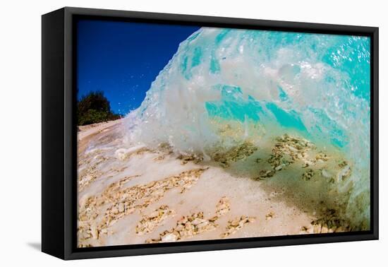 See Through Wave-Looking at the sand and coral through the face of a breaking wave-Mark A Johnson-Framed Premier Image Canvas