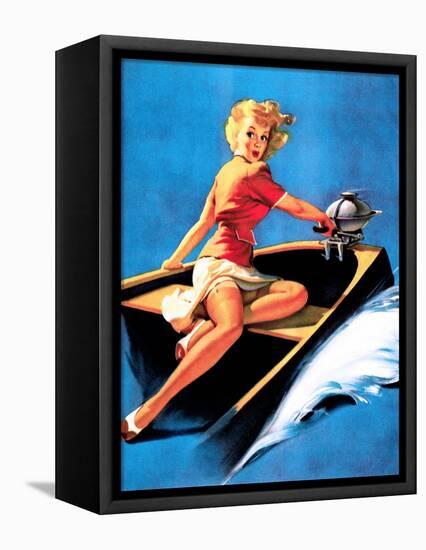 See Worthy Pin-Up 1944-Gil Elvgren-Framed Stretched Canvas