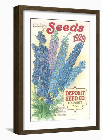 Seed Catalogue with Delphiniums-null-Framed Art Print