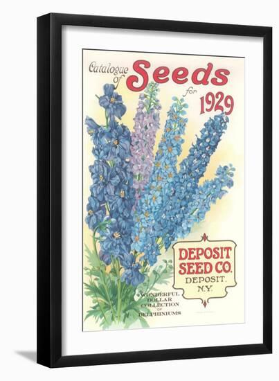 Seed Catalogue with Delphiniums-null-Framed Art Print