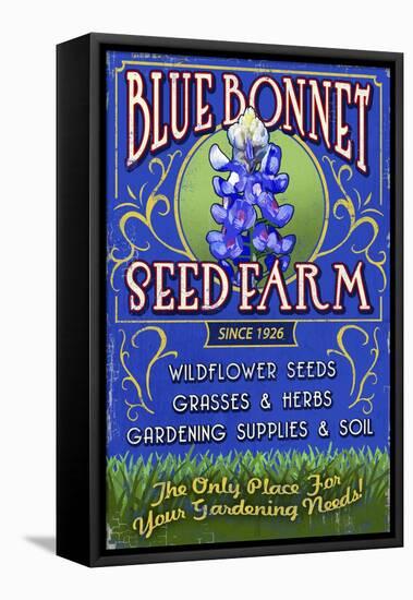 Seed Farm - Vintage Sign-Lantern Press-Framed Stretched Canvas