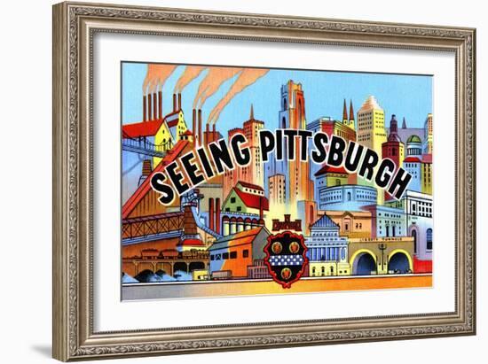 Seeing Pittsburg-Curt Teich & Company-Framed Art Print