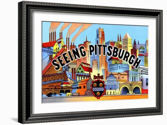 Seeing Pittsburg-Curt Teich & Company-Framed Art Print