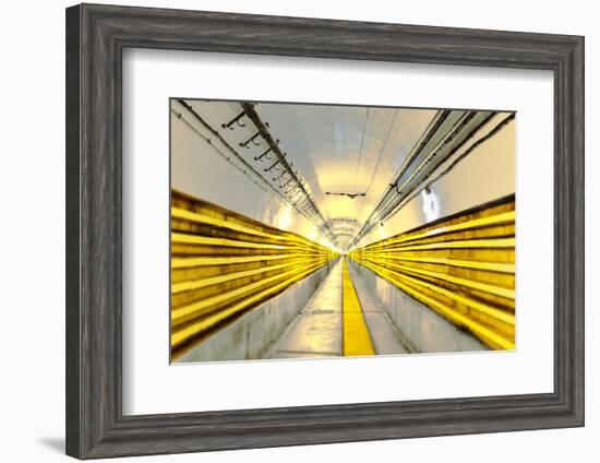 Seemingly never ending main tunnel at Schoenenbourg Fortress, Bas-Rhin department, France, Europe-Andreas Brandl-Framed Photographic Print