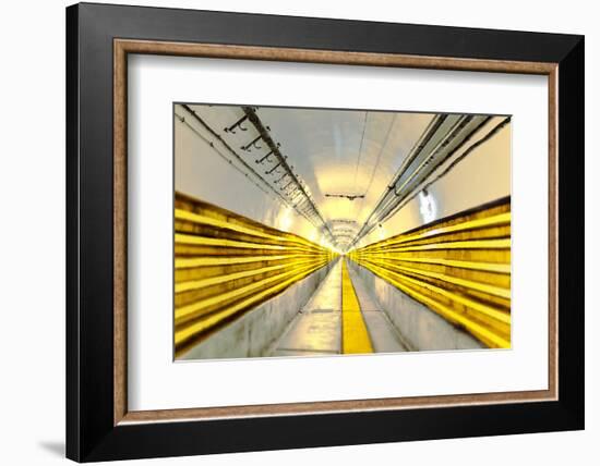 Seemingly never ending main tunnel at Schoenenbourg Fortress, Bas-Rhin department, France, Europe-Andreas Brandl-Framed Photographic Print